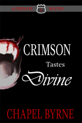 Crimson Tastes Divine cover: a mouth with fangs open to bite