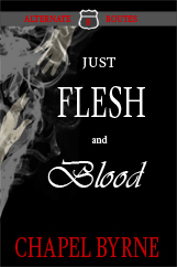 Just Flesh and Blood cover: two pale hands reach toward each other in smoke